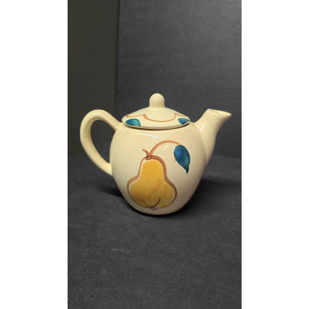 Vintage Cream Ceramic Fruit Teapot Apple Pear Country Farmhouse Lid Kitchen - Picture 2 of 9
